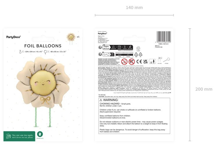 Balon foliowy Kwiatek 104x104cm jasny beż FB273-013J PartyDeco